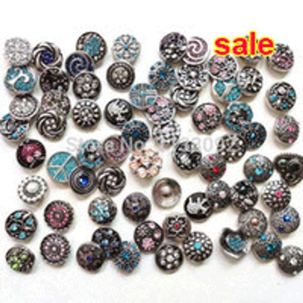 

wholesale-mix many styles 50pcs/lot new fation 18mm metal snap button charm rhinestone styles button ginger snaps jewelry, Black