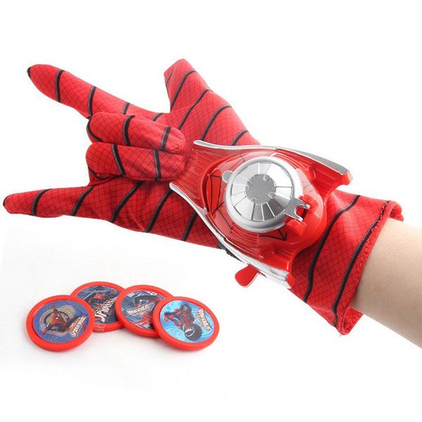 

spiderman halloween cosplay props kids toy launcher glove with frisbee
