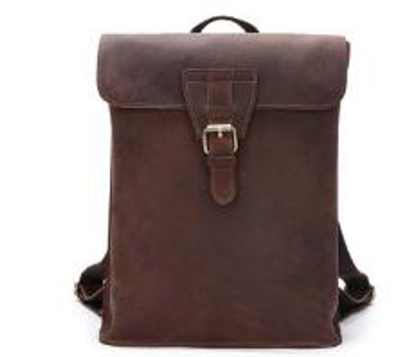 

brand crazy horse cowhide genuine leather backpack men women casual school bags knapsack vintage rucksack cow leather retro backpack