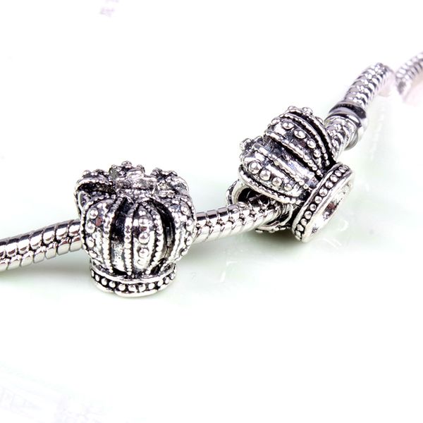 

crown retro alloy charm bead fashion women jewelry stunning design european style for diy bracelet necklace panza002-20, Bronze;silver
