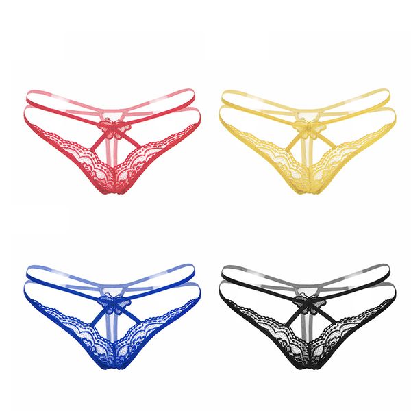 Женщины G-Strings Нижнее белье Sexy Bikini Thong Butterfly Кружева Секс Эротические трусики Пустые Прозрачные Бесшовные Стринги G-String Tangas Женское белье