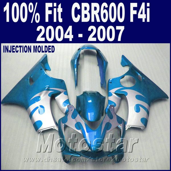 personalizar peças de carenagem Injecção para HONDA CBR600 F4i carenagens 2004 2005 2006 2007 direita azul cbr600 f4i 04 05 06 07 TXDW