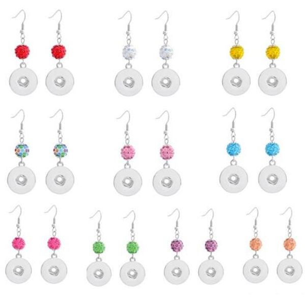 

mix 10colors women crystal ball earrings rhinestone metal ginger 18mm snap button earrings interchangeable snap jewelry, Golden