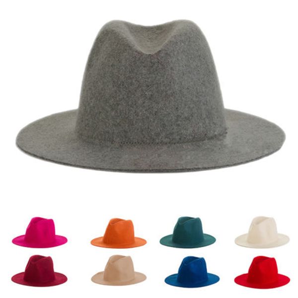 

wholesale- women's fashion 100% wool felt wide brim fedora hat trilby jazz hats panama sun cap size 56-58cm 7 colors in stock, Blue;gray