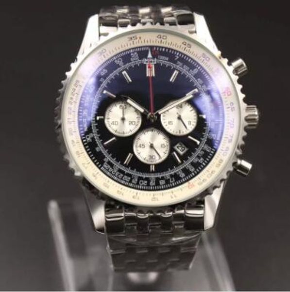 

2019 luxury watch men black dial stainless steel quartz chronograph sapphire black dial stainless strap mens watches ing, Slivery;brown