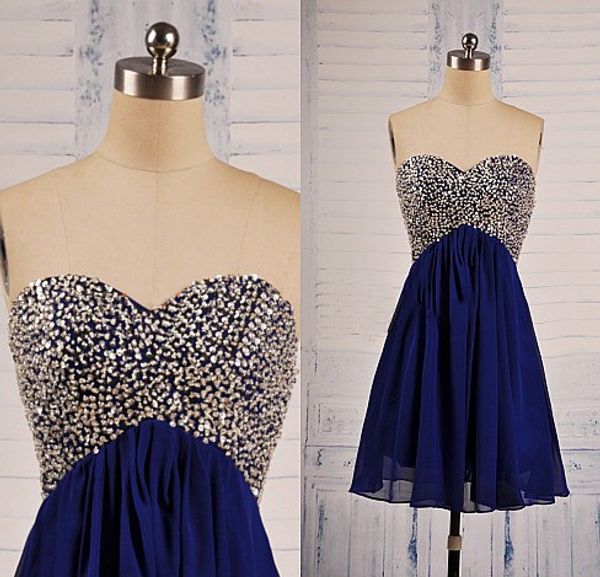 

navy blue chiffon homecoming dress short 2016 elegant party dress beaded crystal short prom gown real p, Blue;pink