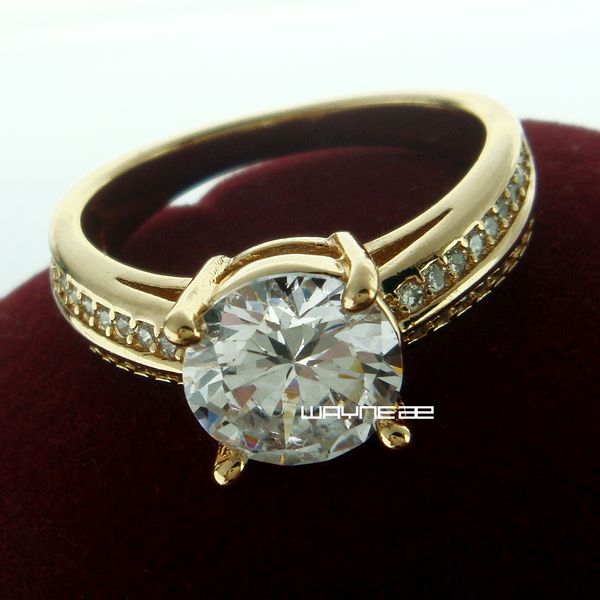 

r240-размер 7 женский милый белый сапфир из 18-каратного желтого золота с кольцом, Silver