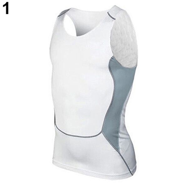 

wholesale- men' compression sleeveless tight shirts base layer vest tank top, White;black