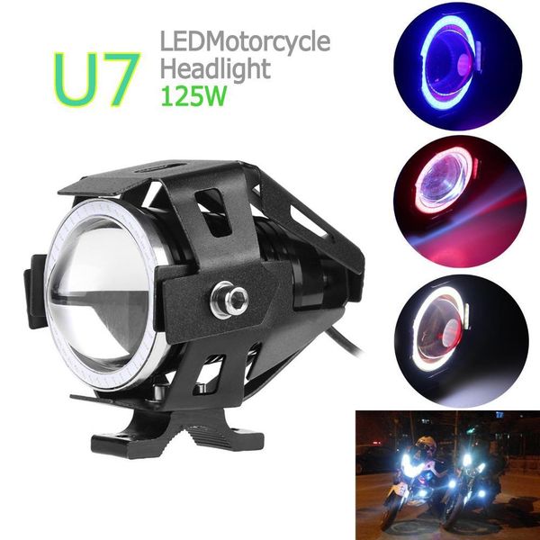 

limited promotion u7 cree 125w car motorcycles led fog light 4 color circles drl motorcycle headlights driving lights spotlight mot_20a