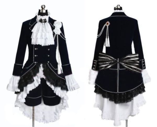 Mordomo preto Cosplay Ciel Phantomhive traje azul escuro-Custom feito em qualquer tamanho