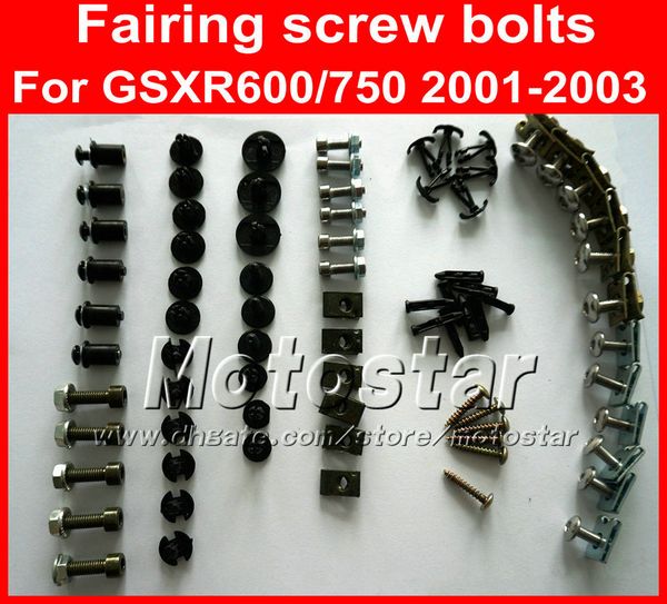 

motorcycle fairing screw bolts kit for suzuki gsxr 600 750 k1 2001 2002 2003 gsxr600 gsxr750 01 02 03,black fairings bolt set
