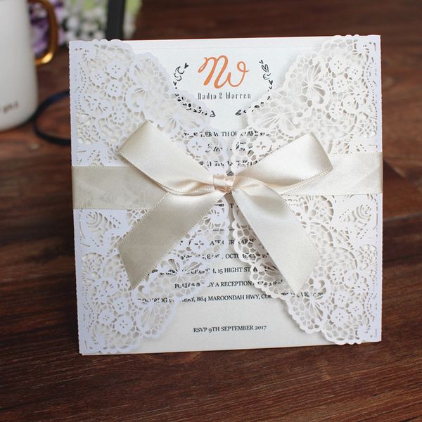 elegant lace bowknot white floral wedding invitations romantic engagement marriage wedding dinner party invitation card wholesale canada 2019 from dinner party invitation card