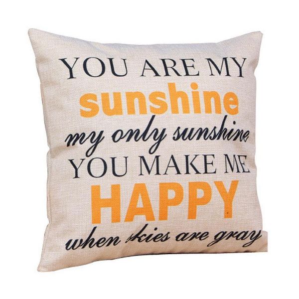 

wholesale-low price "you are my sunshine "cotton linen leaning cushion throw pillow covers pillowslip case good design 45*45 cm