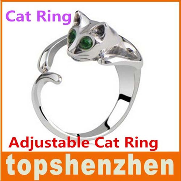 

Регулируемая кошка кольцо животных Моды кольцо с горный хрусталь глаза djustable и из