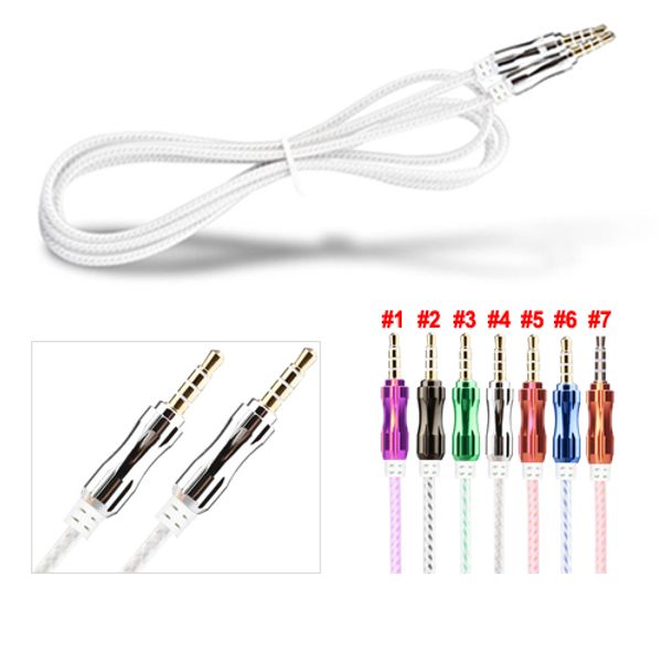 

1.5meter 5ft aux cord 4poles stereo audio cable calabash metal port male to male transparent auxiliary line for iphone samsung