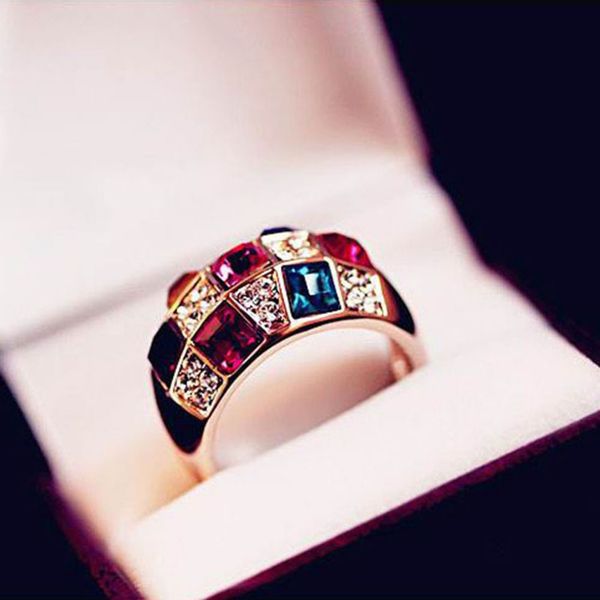 

wholesale- fashion style austrian crystal symphony imitation ring female models classic luxury, Golden;silver
