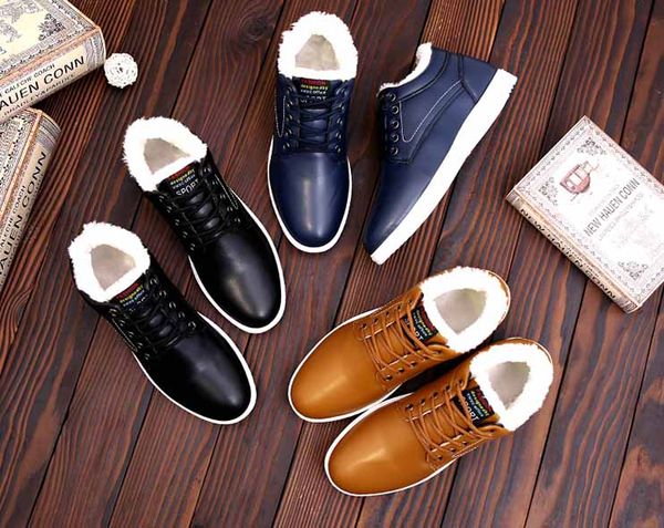 

fashion flat man winter warm ankle boots mens shoes casual pu leather white black shoes sports sneakers running jogging shoes outdoors