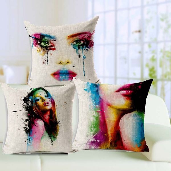 

Colorful Body Beauty Creative Art Painting Sofa Cushion covers Throw Pillows Cases 45X45cm Thick Linen Cotton Seat Decorative Pillows Covers