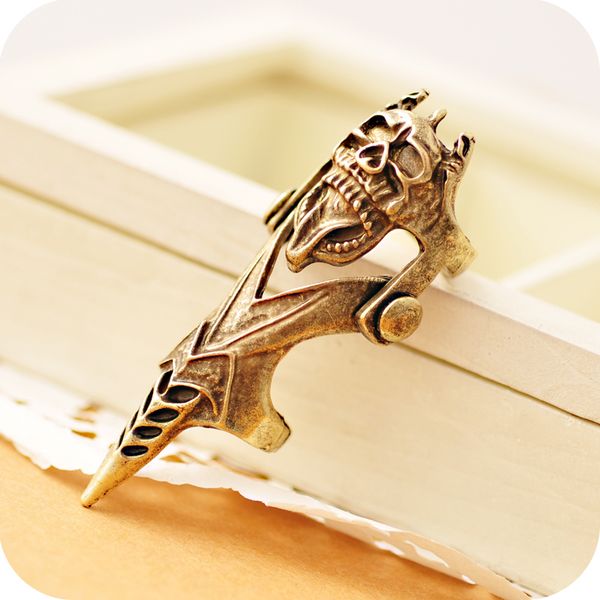 

alloy rings jewelry fashion women vintage bronze plated skull head alloy cluster finger rings wholesale drop shipping sr076, Golden;silver