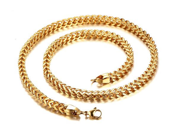 

fahsion new design selling never fade stainless steel 18k gold boxy link chain necklace men's jewelry 6mm 24'', Silver