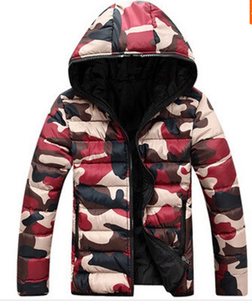 

wholesale-mens winter jackets men-women casual hooded camouflage down cotton coat big size: s~3xl outdoors parka, Black;brown