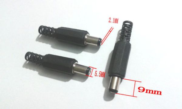 

100pcs dc 5.5mm x 2.1 mm barrel dc power plug connectors cctv