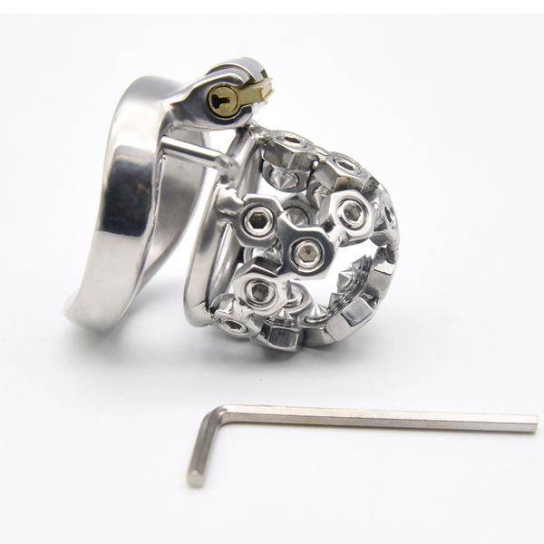 

ab031 cage lock stainless chastity cock 304 steel device new autpf