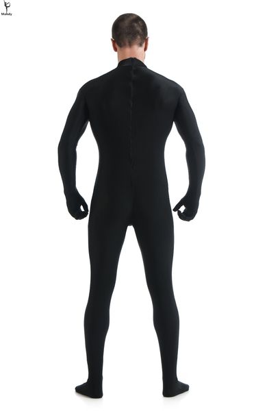 Toptan-Mandy Özel İkinci Cilt Sıkı Takım Elbise Likra Zentai Suit Hiçbir Hood Siyah Sahte Boyun Spandex Unitard Mens Cosplay Tam Vücut Bodysuits