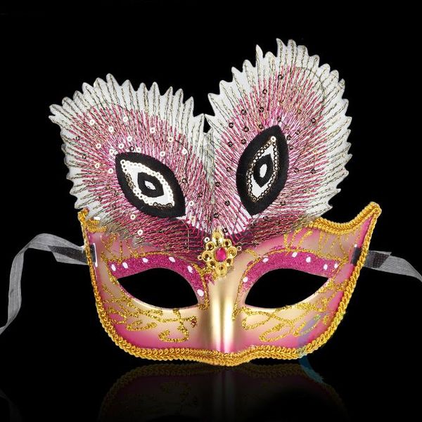 

Venice Peacock Color Feather Mask Half Face Masquerade Party Women Princess Mask Halloween Cosplay Performance Props 20pcs/lot SD417