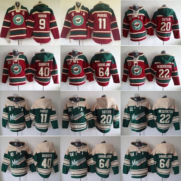 

minnesota wild hoodie hockey 9 mikko koivu hoody 11 zach parise old time 22 cal clutterbuck hooded 64 mikael granlund 40 dubnyk, Red