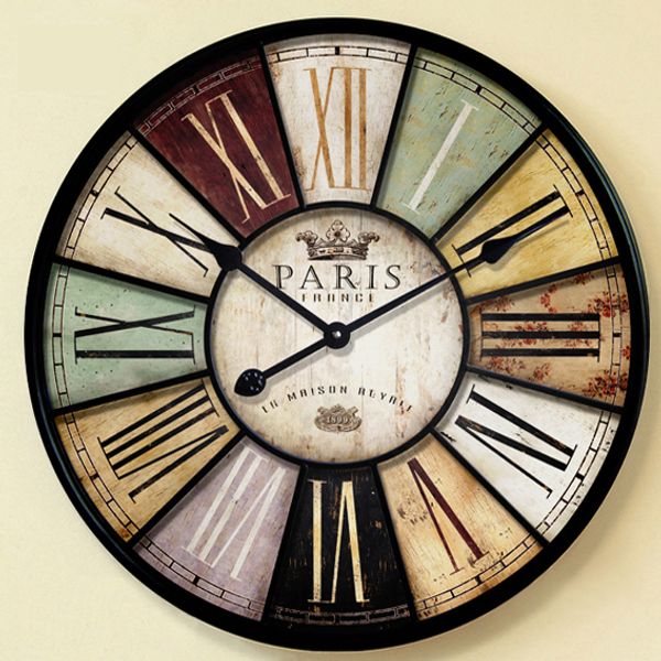 

european retro style large iron mute wall clocks 34cm/60cm d 0201012
