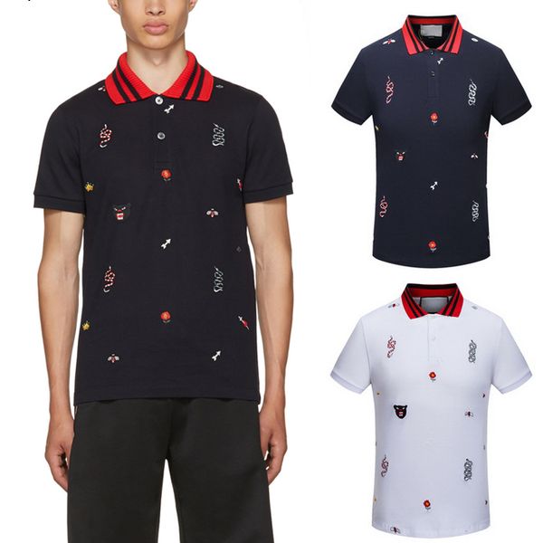 

rib knit and cuffs signature multicolor graphics embroidered pique polo trim fit turn neck polos male, White;black