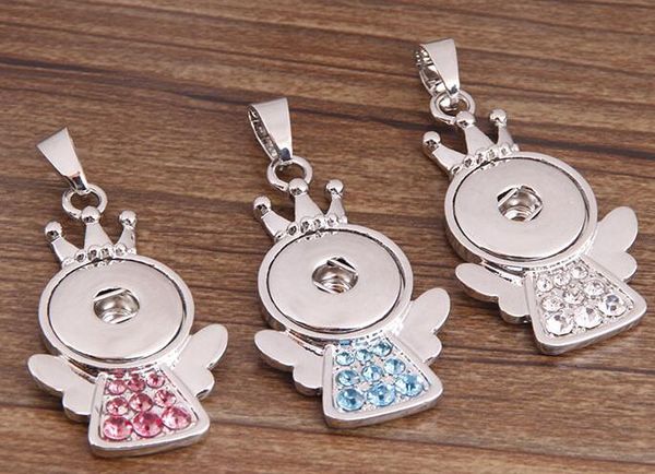 

2020 crystal ginger snap button pendants necklace with rhinestones jewelry interchangeable jewerly 3 colors for choices, Silver