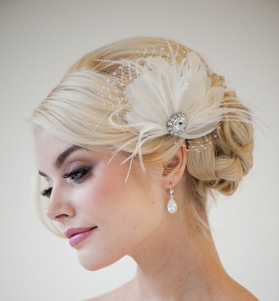 New Bridal Fascinator Feather Wedding Head Piece Feather