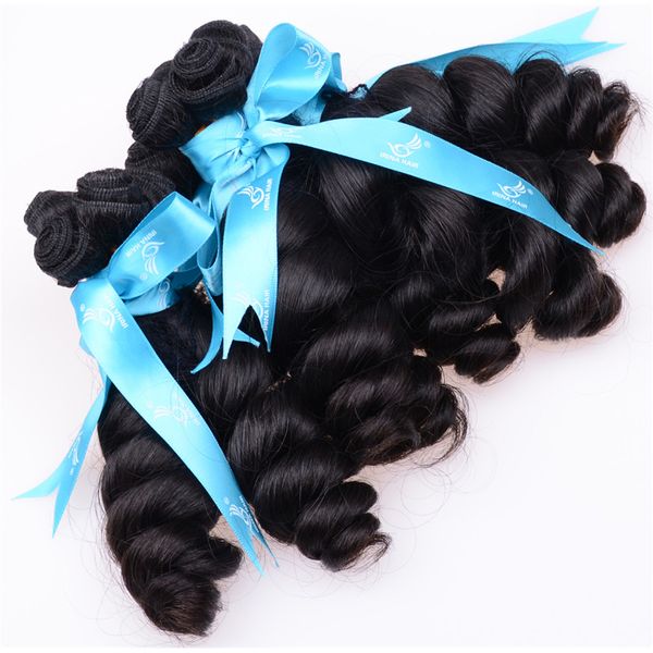 Não processado Tia Funmi Cabelo Bouncy Curls Cabelo Peruano Ovo Onda Romance Onda Brasileira Extensões de Cabelo Humano Virgem Fumi Máquina Weave 4pcs