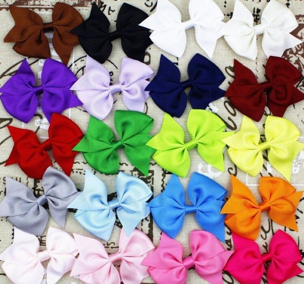 

1000x мода детские волосы луки клипы бутик волос pin grosgrain ленты луки заколки детские головные уборы аксессуары для волос для девочек, Slivery;white