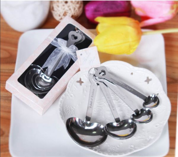 

heart shaped measuring spoons set wedding favors love new 4pcs set gift box