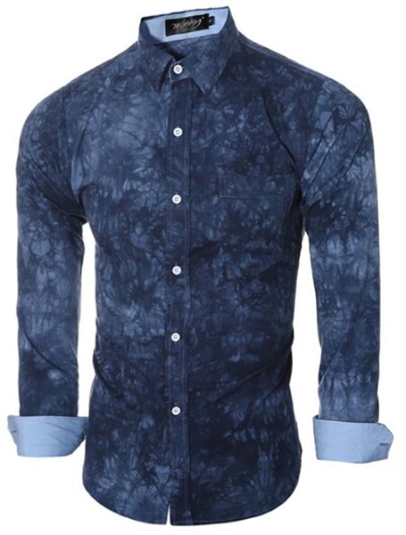 

men shirt 2016 male long sleeve shirts casual printing tie-dye slim fit dress shirts mens hawaiian camisa masculina gray -2xl, White;black