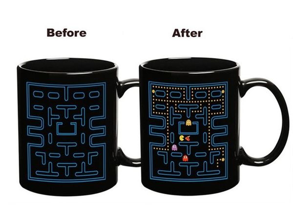 Pac Man Game Tazza in ceramica che cambia colore sensibile al calore nero + blu prezzo di un pezzo