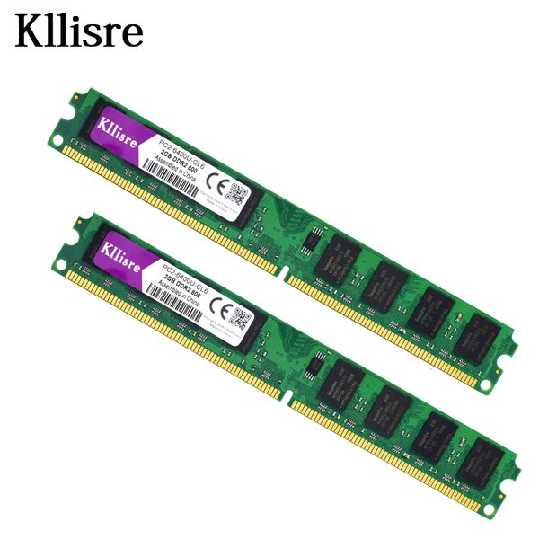 Kllisre 4 GB (2 pcs X 2 GB) DDR2 2 GB Ram 800 Mhz PC2-6400U 240Pin 1.8 V CL6 Desktop memória