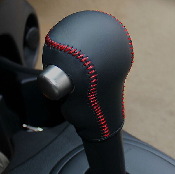 Hülle für Nissan March Sunny Automatik-Schaltknauf-Abdeckung aus echtem Leder, DIY-Getriebeabdeckungen aus Leder, handgenähtes Autozubehör