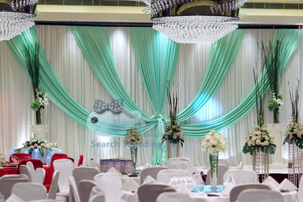 2019 Top Sale White Wedding Backdrop Curtain With Turquoise