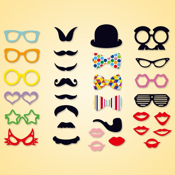 

Fashion Wedding Props Booth 31 Design Photo Booth DIY MINI Party Mask Christmas Party Gift Favors SD820