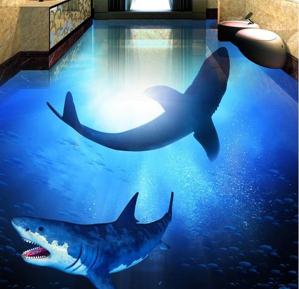 Deep Sea Shark Underwater World 3D bagno soggiorno piastrelle carta da parati per bagni