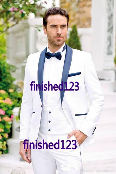 

classic style one button white groom tuxedos shawl lapel groomsmen man blazer mens wedding suits (jacket+pants+vest+tie) h:595, Black;gray