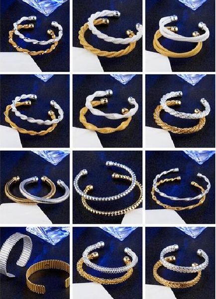 Mix 12 stil Plaka gümüş kaplama Altın Yılan zincir şekli ağ Twisted halat Açılış Bracele Moda takı kadın Bileklik