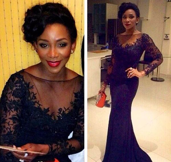 

2017 Sexy Black Illusion Satin Evening Dress Mermaid Long Sleeves Formal Holiday Wear Prom Party Gown Custom Made Plus Size