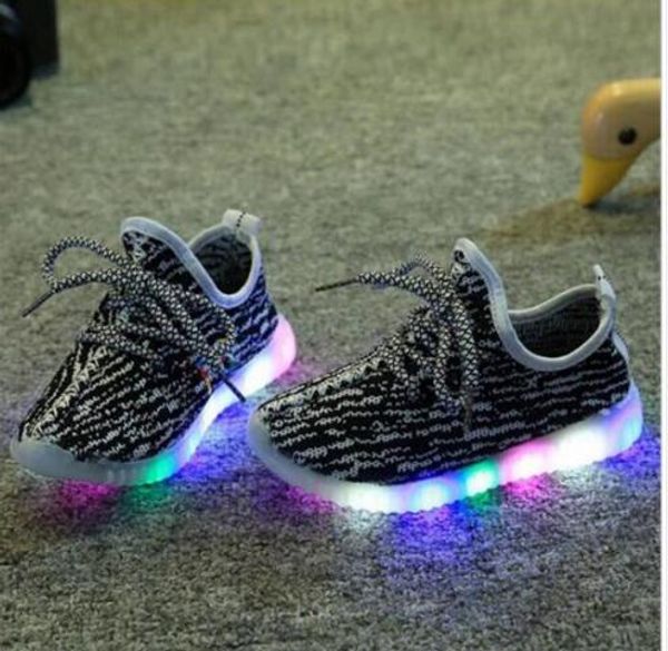 

2017 New fashion cool mesh children sneakers LED lighting casual shoes lace up glowing kids baby girls boys for 1-10 years