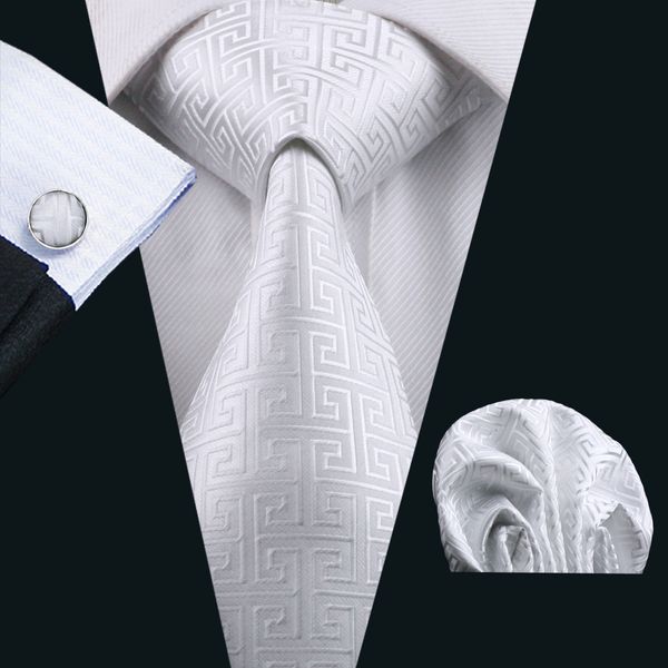 

классический белый галстук набор для мужчин hankerchief запонки шелковые жаккардовые тканые бизнес формальные галстук 8,5 см ширина случайны, Black;blue