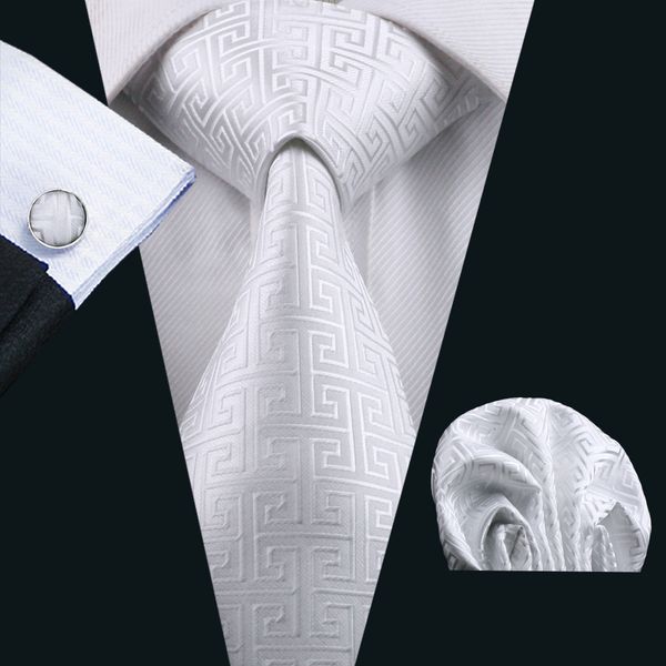 

Классический белый галстук набор для мужчин Hankerchief запонки шелковые жаккардовые тканые бизнес формальные галстук 8,5 см ширина случайный набор Н-0643